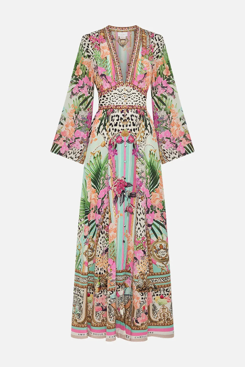 Designer Dress 2024 Resort wear Spring New V Neck Pink Leopard Print