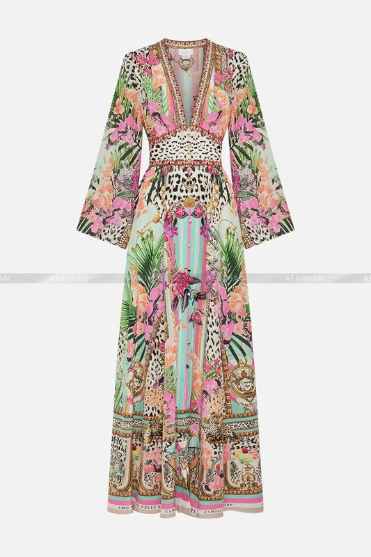 Designer Dress 2024 Resort wear Spring New V Neck Pink Leopard Print